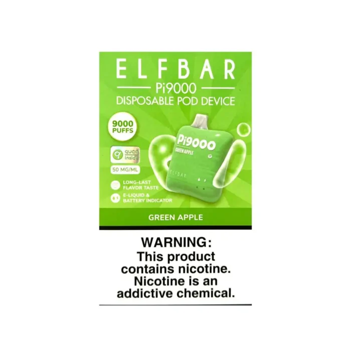 Elf Bar Pi 9000 Puffs Disposable Vape Green Apple